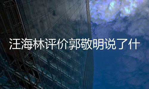 么回林评说了什么是怎事汪海 汪海林怼郭价郭敬明敬明